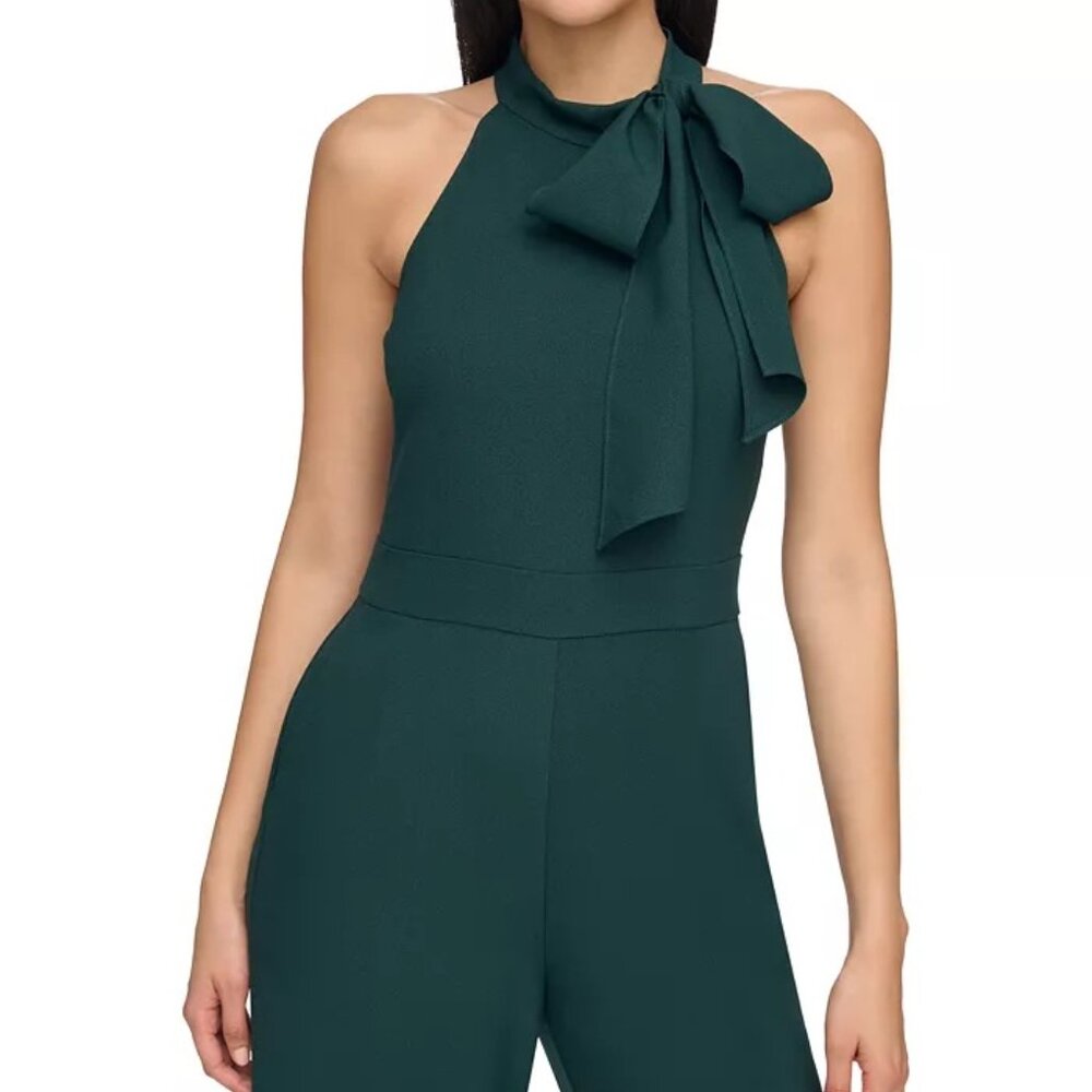 Signature Stretch Crepe Bow-Neck Halter Jumpsuit